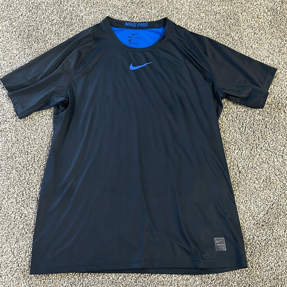 Nike Pro black and blue dri fit athletic shirt
